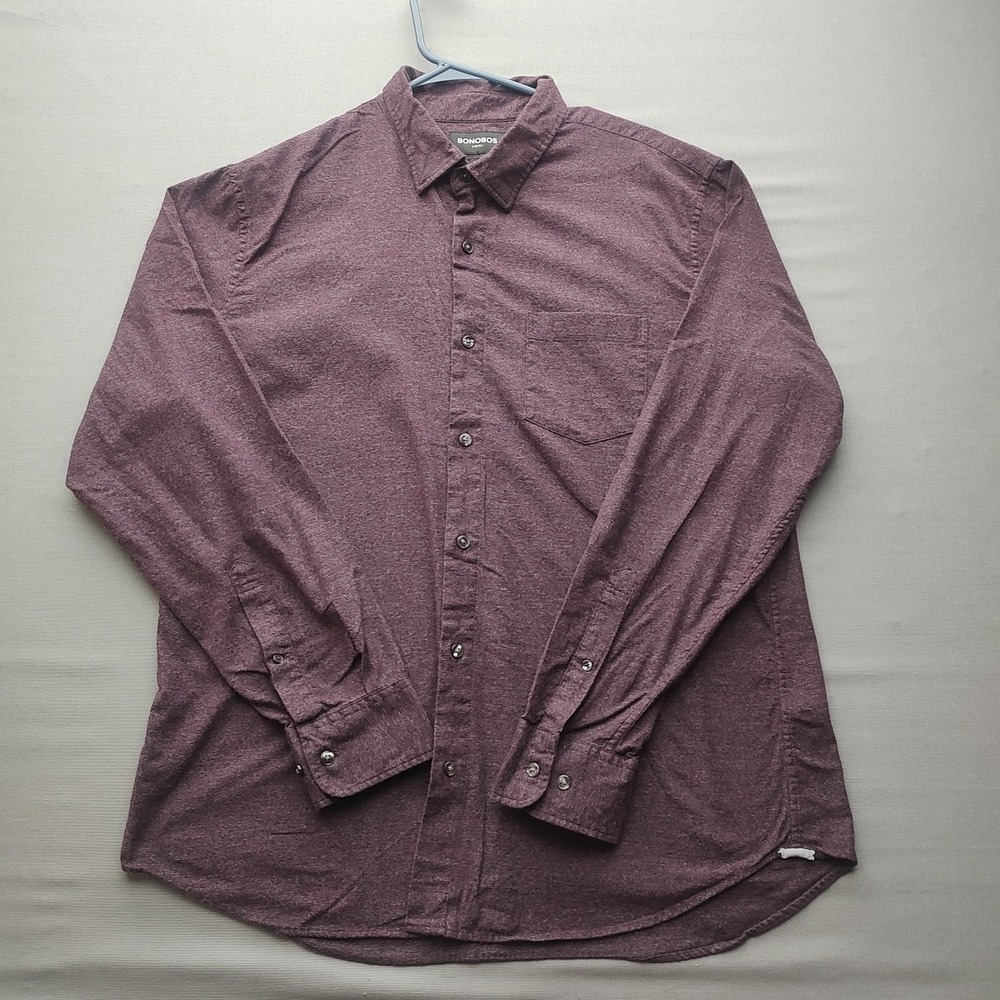 Bonobos Men's Stretch Slim Fit Shirt Purple Button Up Long Sleeve Extra Large
